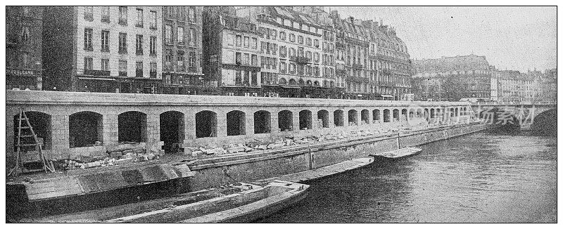 古旧照片:铁路建设和改进，Ligne D'Orleans, Quai Saint-Michel
